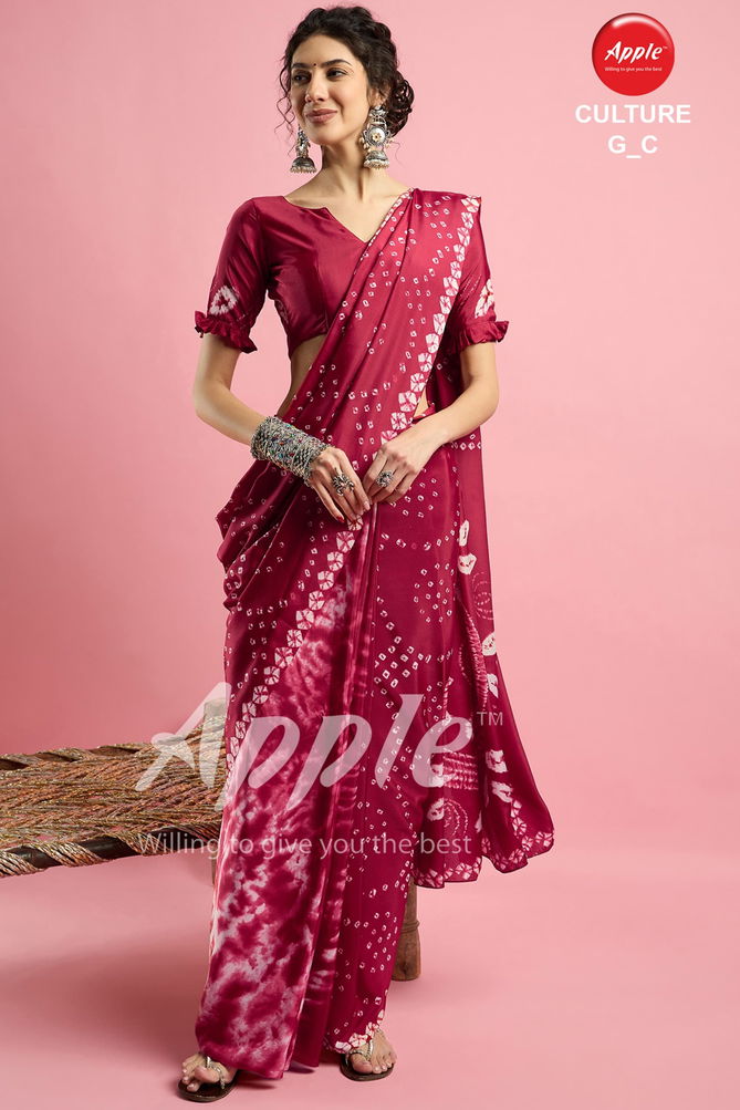 Culture G By Apple French Crape Sarees Wholesale Shop In Surat